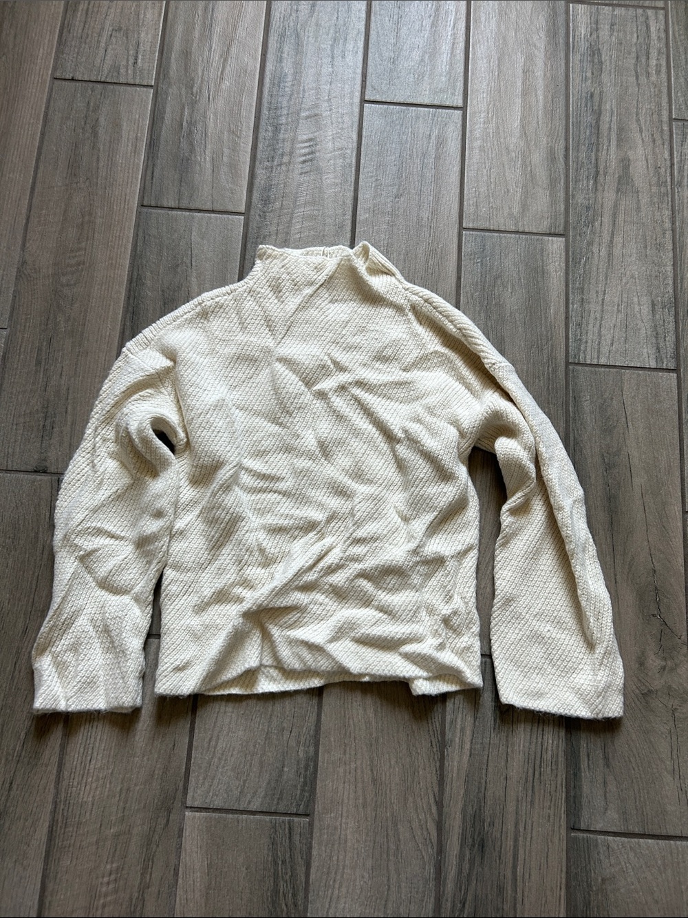 Darling Women's Cream Turtleneck Textured Knit Sweater